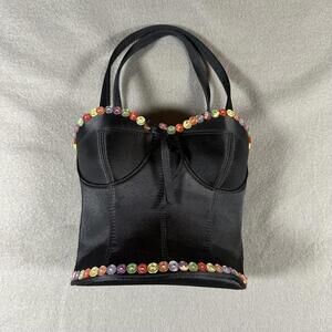 Corset Mini Bag Black With Button Detail Y2K